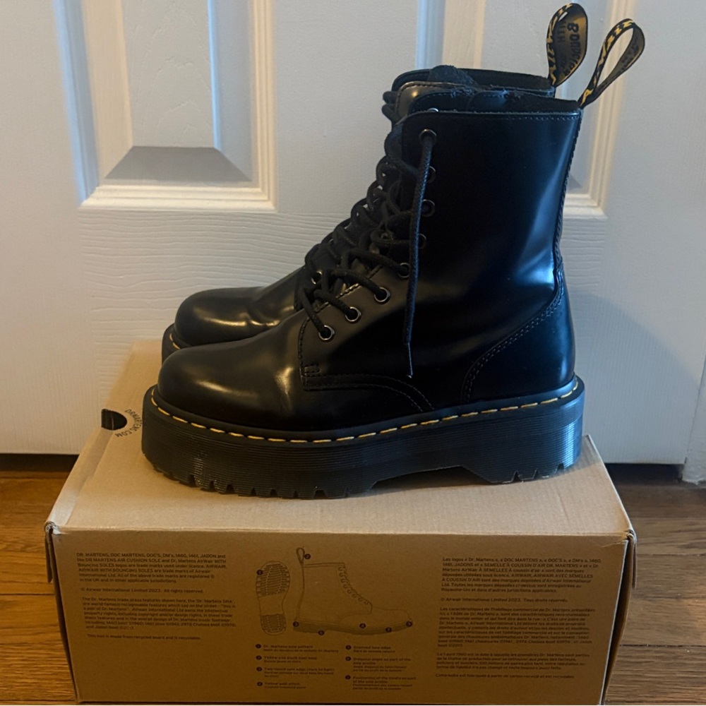Dr. Martens Black Lace-Up Platform Boots - Picture 2 of 6